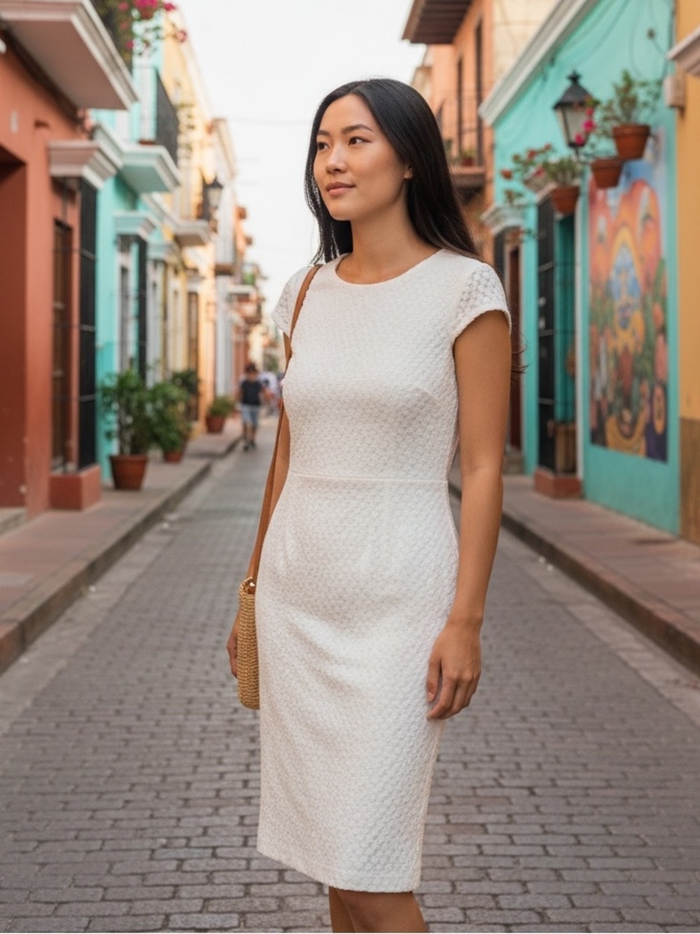 Nine West white floral embroidered dress 2